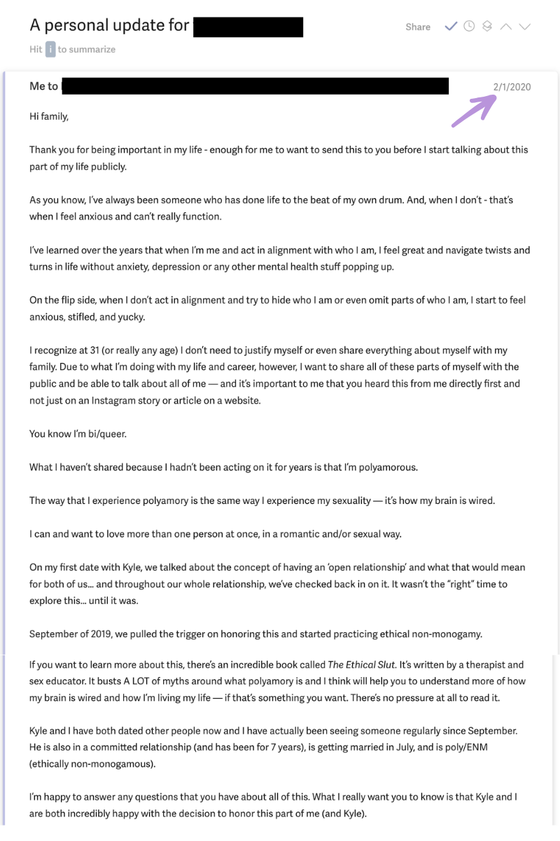 coming out as polyamorous coming out as non-monogamous to friends and family rachel's email to family
